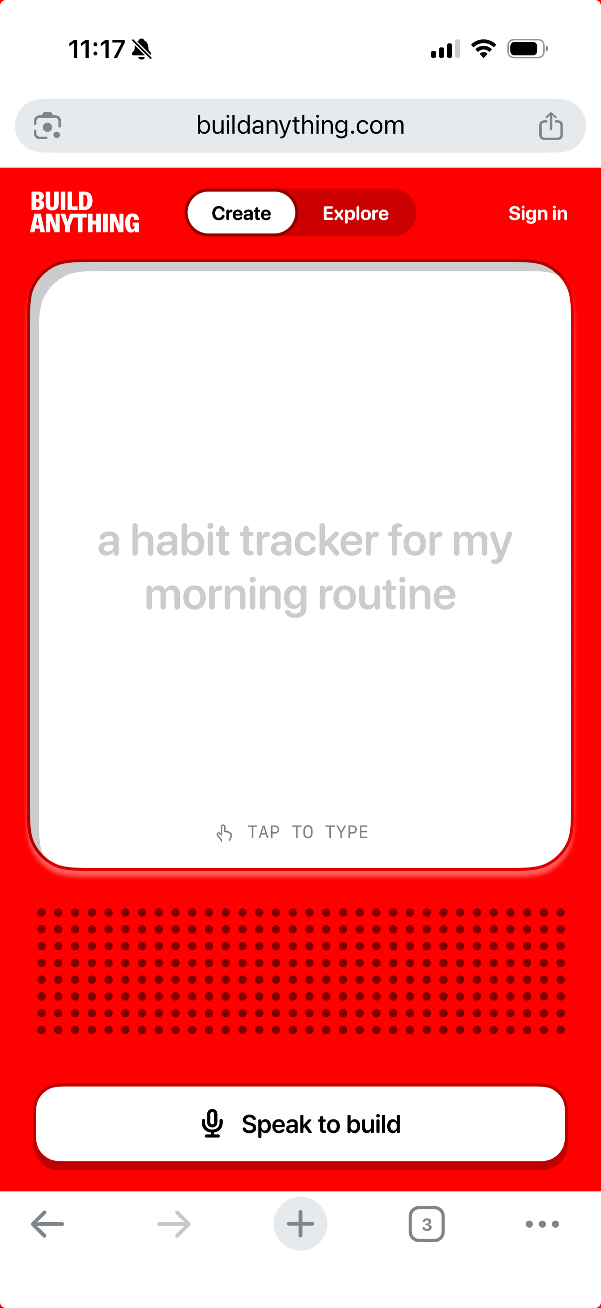 Build Anything create flow screen 4