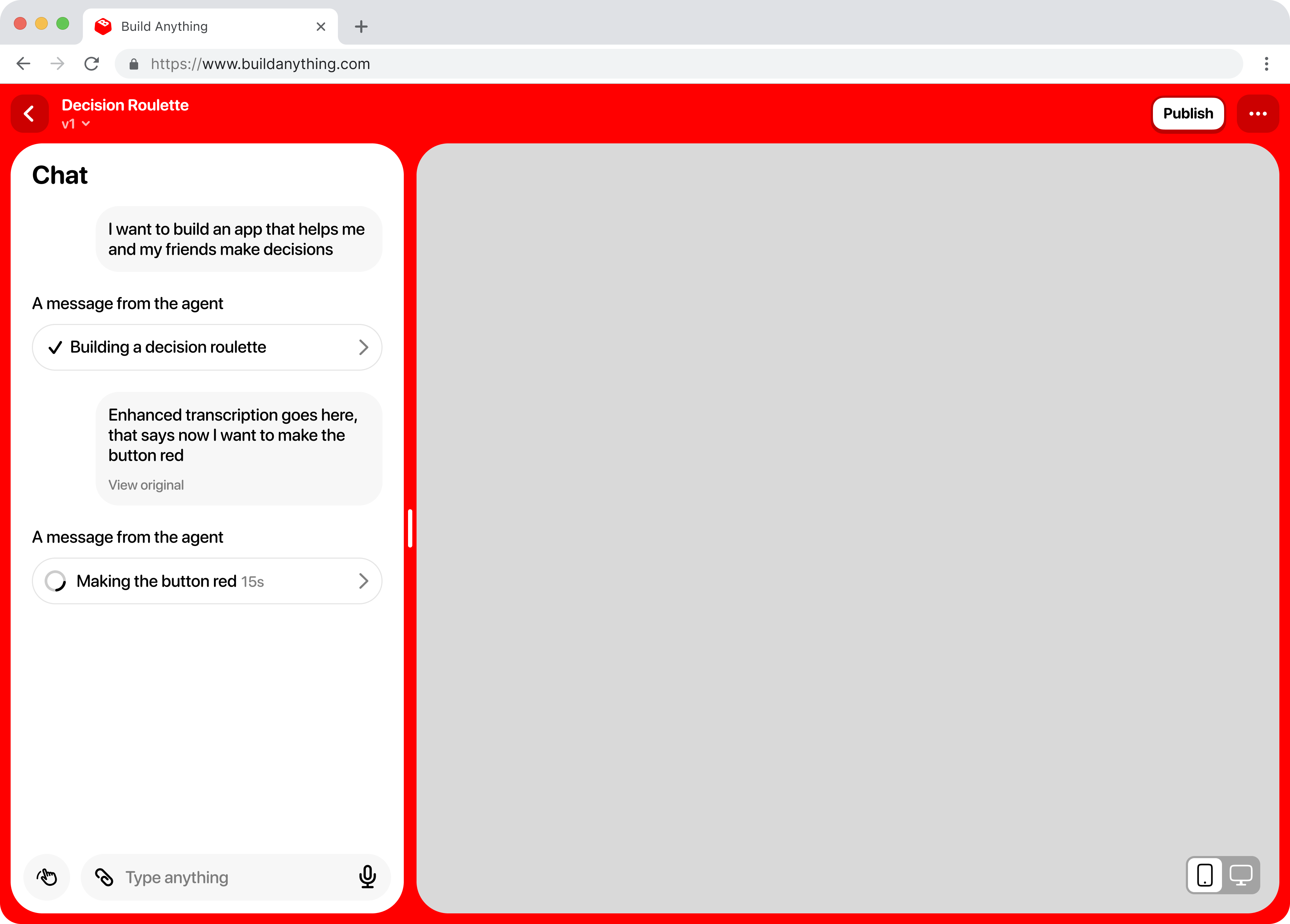 Build Anything website screen 1