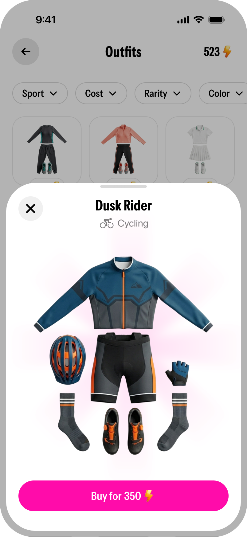 Twinsi unlock screen showing an outfit reward and purchase confirmation
